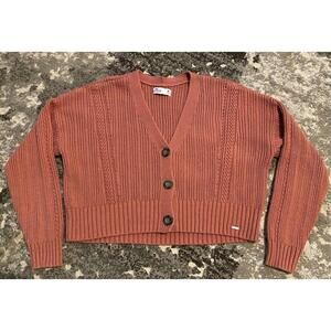 Hollister Pink Cropped Sweater Cardigan | Women’s sz Medium